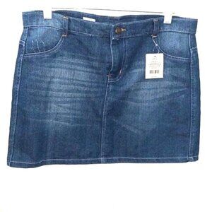 Denim Jean Skirt Womens Large Wash Blue Cotton Blend With Pockets Made In India